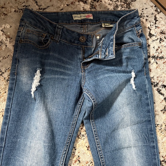 Paris Blues Blue Skinny Jeans with Distressed Accents - Picture 4 of 6